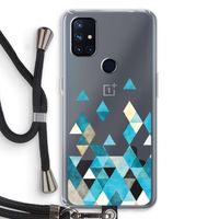 Gekleurde driehoekjes blauw: OnePlus Nord N10 5G Transparant Hoesje met koord