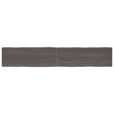 Tafelblad natuurlijke rand 220x40x6 cm eikenhout donkergrijs