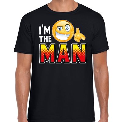 Funny emoticon t-shirt Im the man zwart voor heren