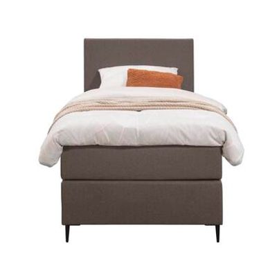 Boxspring Liv egaal - donkerbruin - 90x200 cm - slanke poot - Leen Bakker