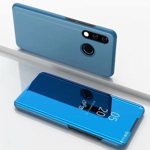 Galvaniseren spiegel horizontale Flip lederen case voor Huawei P30 Lite/Nova 4e met houder (Sky Blue)