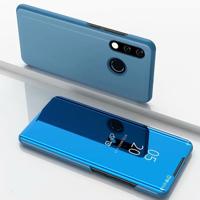 Galvaniseren spiegel horizontale Flip lederen case voor Huawei P30 Lite/Nova 4e met houder (Sky Blue)
