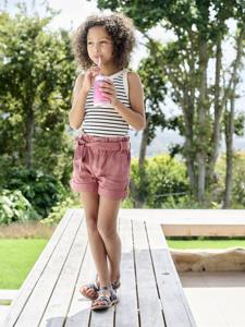Meisjesshort in paperbag-stijl terracottategel