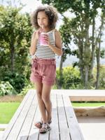 Meisjesshort in paperbag-stijl terracottategel