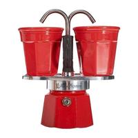 Italiaanse koffiezetmachine set + 2 kopjes - BIALETTI - Mini-express - Roestvrij staal / Rood