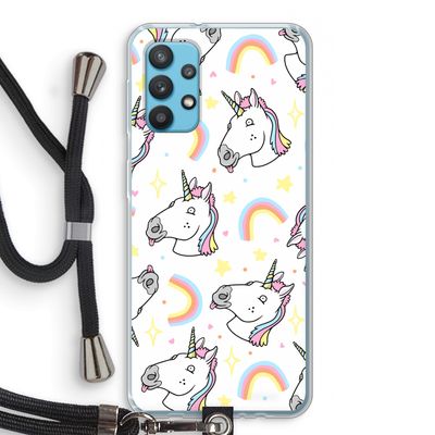 Rainbow Unicorn: Samsung Galaxy A32 4G Transparant Hoesje met koord