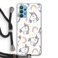 Rainbow Unicorn: Samsung Galaxy A32 4G Transparant Hoesje met koord