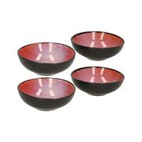 Tapas schaaltjes - 4x - zwart/roze - aardewerk - 12 x 4 cm