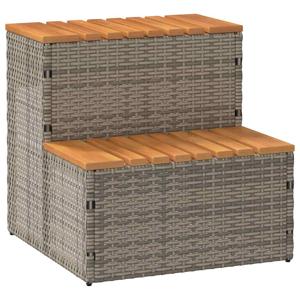 VidaXL Hottub-opstap 50x50x50,5cm poly rattan&massief acaciahout grijs