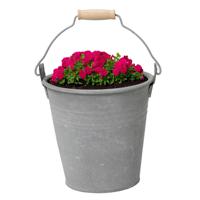 Plantenpot/bloempot emmer Eddy - zink - zilver - D18 X H18 cm