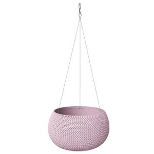 Plantenpot/bloempot hangend kunststof dia 37 cm midden roze met metalen haak   -