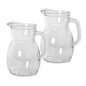 2x stuks glazen sap/waterkannen 1 liter