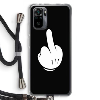 Middle finger black: Xiaomi Redmi Note 10 Pro Transparant Hoesje met koord