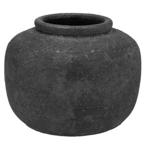Bloemenvaas kruik/pot model Batu - oud grijs - D32 x H25 cm - rustieke vaas