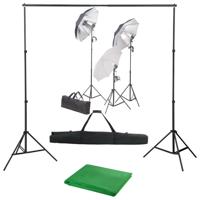 Fotostudioset met verlichtingsset en achtergrond