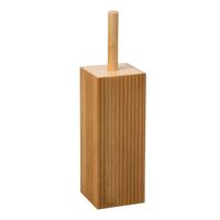 WC-/toiletborstel met houder rechthoekig bamboe 37 cm - Toiletborstels - thumbnail