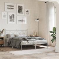 Bedframe met hoofdbord metaal wit 140x200 cm