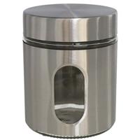 Gerimport Voorraadpot - voedsel bewaren - zilver rvs - deksel - 700 ml - 10 x 12 cm