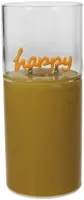 Kersten ornament glas happy 6.5x15cm geel
