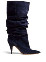 KHAITE bottes Piper 90 mm en daim - Bleu - thumbnail