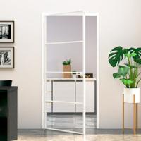 Binnendeur 93x201,5 cm gehard glas en aluminium smal wit