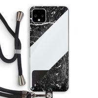 Zwart marmer: Pixel 4 XL Transparant Hoesje met koord