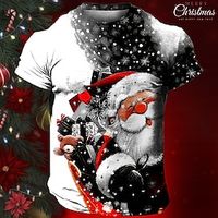 Grafisch Kerstman Dagelijks Ontwerper Retro vintage Voor heren 3D-afdrukken T-shirt Buitensporten Feestdagen Uitgaan Kerstmis T-shirt Wit Geel Blozend Roze Korte mouw Strakke ronde hals Overhemd Lightinthebox - thumbnail