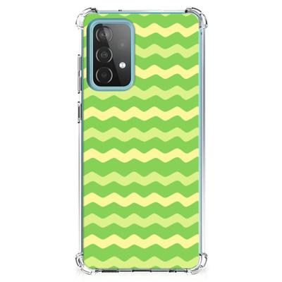 Samsung Galaxy A52 4G/5G Doorzichtige Silicone Hoesje Waves Green Samsung Galaxy A52 4G/5G Doorzichtige Silicone Hoesje Waves Green