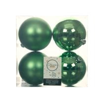 Decoris Kerstballen - 4x st - groen - D10 cm - kunststof - kerstversiering - thumbnail