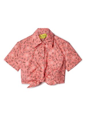 Off-White Kids chemise en coton à imprimé bandana - Rose
