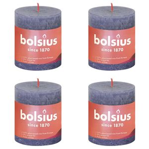 Bolsius Stompkaarsen Shine 4 st rustiek 80x68 mm schemerblauw