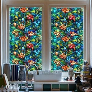 kleurrijke raamstickers glas in lood elektrostatisch verwijderbaar raam privacy gekleurde decoratieve film voor thuiskantoor miniinthebox