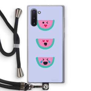 Smiley watermeloen: Samsung Galaxy Note 10 Transparant Hoesje met koord