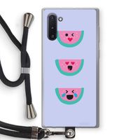 Smiley watermeloen: Samsung Galaxy Note 10 Transparant Hoesje met koord