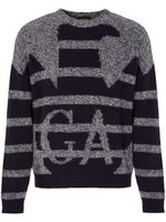 Emporio Armani pull chiné à logo en intarsia - Noir