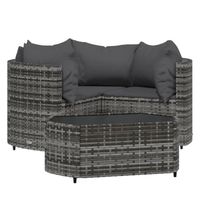 vidaXL 4-delige Loungeset met kussens poly rattan grijs