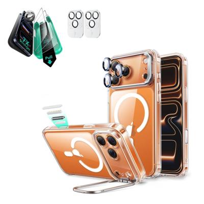 iPhone 17 Pro Max Bundle Classic Hybrid Magnetic Case (Camera Control, Stash Stand) and Armorite Screen Protector - Clear