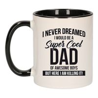 Cool dad of awesome boys mok / beker zwart wit 300 ml - Cadeau mokken - Papa/ Vaderdag Cool dad of awesome boys mok / beker zwart wit 300 ml - Cadeau mokken - Papa/ Vaderdag