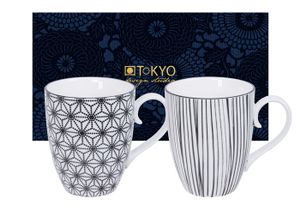 Zwart-witte porseleinen mokset - Tokyo Design Studio Nippon Black - 2-delig 380ml 8.5x10.2cm
