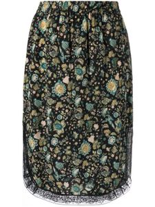 Zadig&Voltaire jupe mi-longue Bali à fleurs - Noir