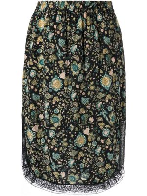 Zadig&Voltaire jupe mi-longue Bali à fleurs - Noir