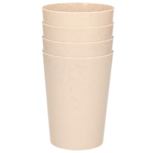 16x drinkbekers van afbreekbaar materiaal 500 ml in het eco-beige