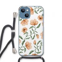 Peachy flowers: iPhone 13 mini Transparant Hoesje met koord