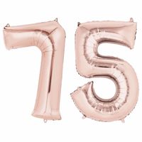 75 jaar versiering cijfer ballon rose goud