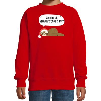 Luiaard Kersttrui sweater - Wake me up when christmas is over - rood - kinderen - Kerstkleding Luiaard Kersttrui sweater - Wake me up when christmas is over - rood - kinderen - Kerstkleding