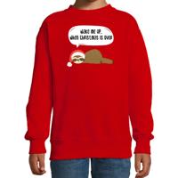 Luiaard Kersttrui sweater - Wake me up when christmas is over - rood - kinderen - Kerstkleding