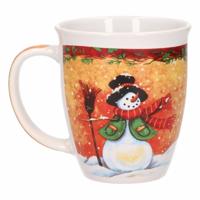 G. Wurm Kerstmok sneeuwpop met hoed - keramiek - 300 ml - koffie/thee mok - kerstversiering