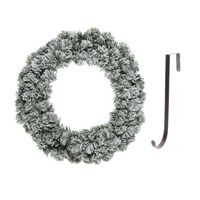 Groen/witte kerstkrans 40 cm Imperial kunstsneeuw met ijzeren hanger