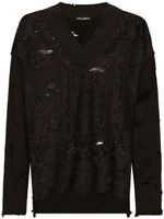 Dolce & Gabbana sweat en tulle à broderies - Noir