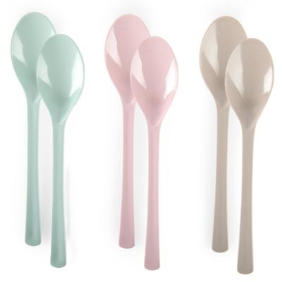 Lepels van kunststof - 6x - herbruikbaar plastic - 19 cm - BBQ / Verjaardag / Camping / Party
